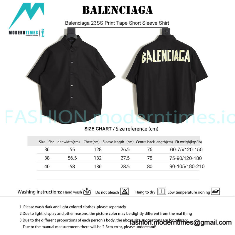 Balenciaga - 23SS Print Tape Short Sleeve Shirt Balenciaga - 23SS Print Tape Short Sleeve Shirt